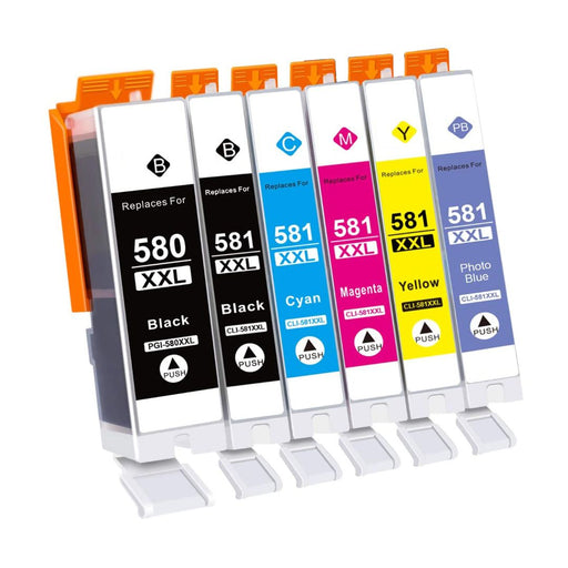 Canon TS8250 Ink - 6 Pack Value Multipack High Capacity PGI-580XXL / CLI-581XXL Compatible Ink Cartridges