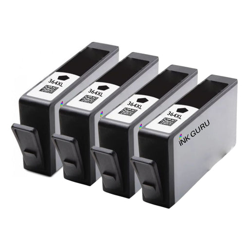 HP 364XL Black Ink -  4 Large Black Value Pack. High Capacity Compatible Ink Cartridges