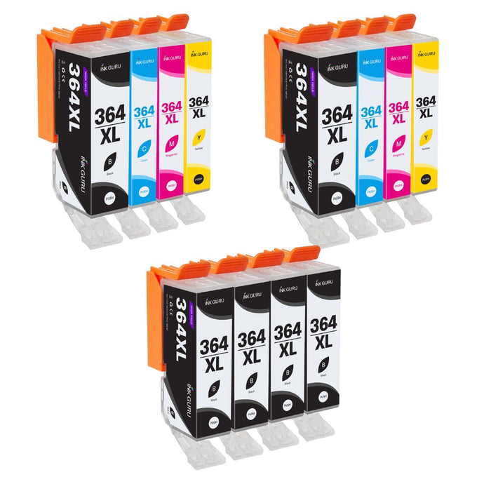 HP Photosmart B109n Ink - Pack of 12 2 Packs 4 Large Black Value Multipack. High Capacity Compatible Ink Cartridges (364XL)