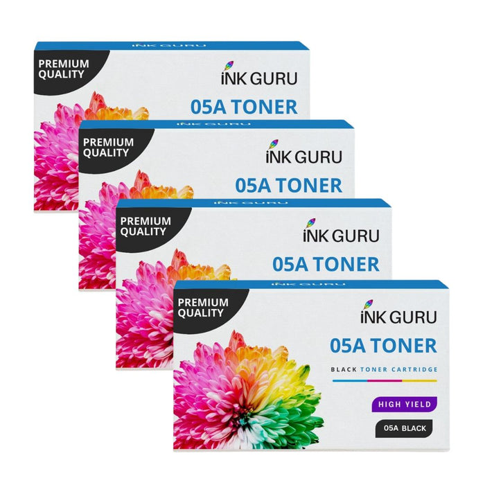 HP LaserJet P2053X Black Toner - 4 Black Value Pack. High Capacity Compatible Toner Cartridges (05A)