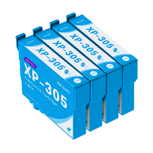 Epson XP-305 Cyan Ink - 4 Cyan Value Pack. High Capacity T1812 Compatible Ink Cartridges