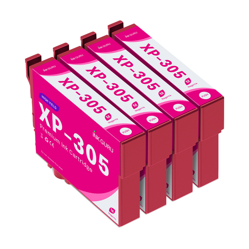 Epson XP-305 Magenta Ink - 4 Magenta Value Pack. High Capacity T1813 Compatible Ink Cartridges