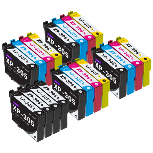 Epson XP-305 Ink - Pack of 20 4 Packs & 4 Blacks Value Multipack. High Capacity 18XL Compatible Ink Cartridges