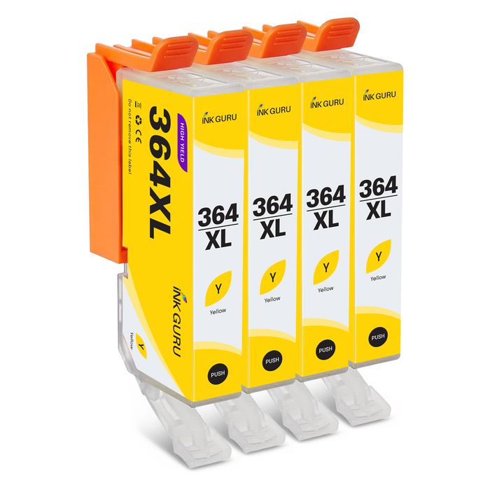 HP 364XL Yellow Ink - 4 Yellow Value Pack. High Capacity Compatible Ink Cartridges