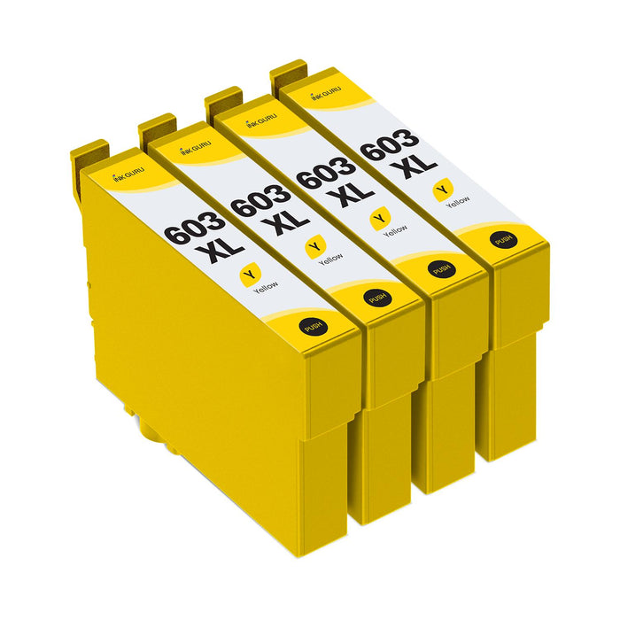 Epson XP-4105 Yellow Ink - 4 Yellow Value Pack. High Capacity Compatible Ink Cartridges (603XL)