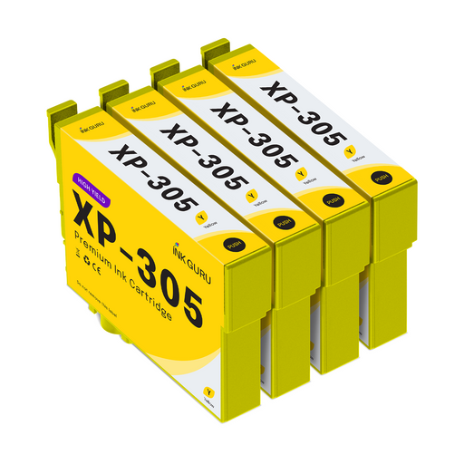 Epson XP-305 Yellow Ink - 4 Yellow Value Pack. High Capacity T1814 Compatible Ink Cartridges