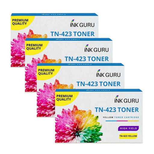 Brother DCP L8410CDW Yellow Toner - 4 Yellow Value Pack. High Capacity Compatible Toner Cartridges (TN-423)