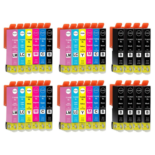 Epson 24XL Ink - Pack of 32 4 Packs 8 Blacks Value Multipack, High Capacity 24XL Compatible Ink Cartridges