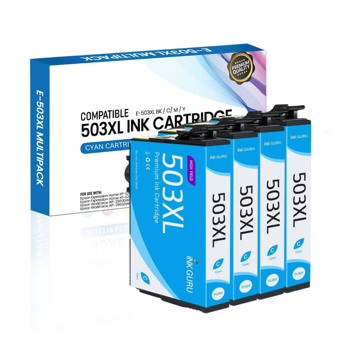 Epson WorkForce WF-2960 Cyan Ink - 4 Cyan Value Pack. High Capacity Compatible Ink Cartridges (503XL)