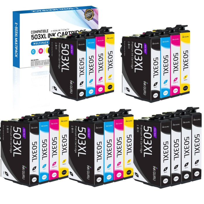 Epson Expression Home XP-5205 Ink - Pack of 20 4 Packs 4 Black Value Multipack. High Capacity Compatible Ink Cartridges (503XL)