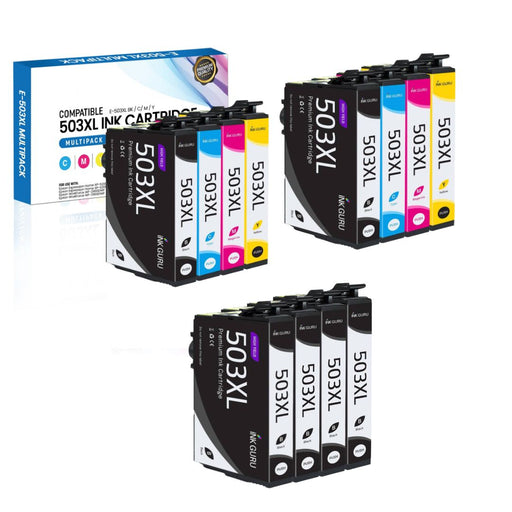 Epson Expression Home XP-5200 Ink - Pack of 12 2 Pack 4 Black Value Multipack. High Capacity Compatible Ink Cartridges (503XL)