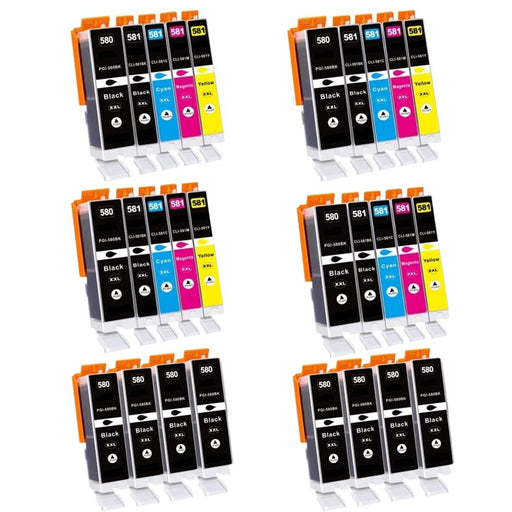 Canon TS8251 28 Pack 4 Packs of 5 8 Large Black Value Multipack High Capacity PGI-580XXL / CLI-581XXL Compatible Ink Cartridges