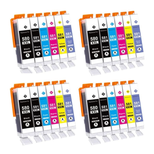 Canon TS8152 24 Pack 4 Packs of 6 Value Multipack High Capacity PGI-580XXL / CLI-581XXL Compatible Ink Cartridges