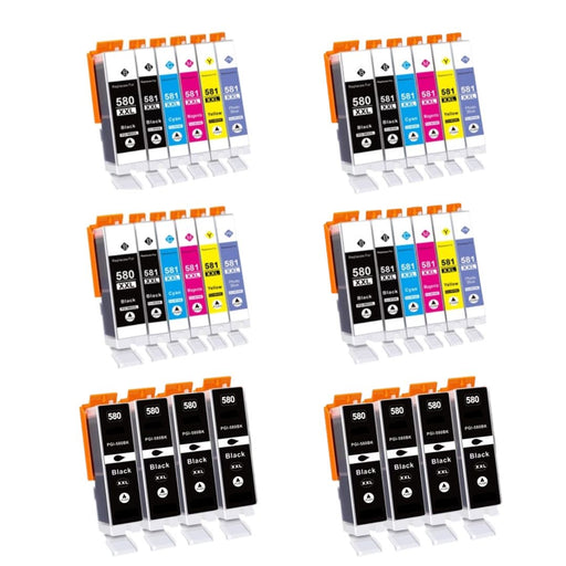 Canon TS8251 32 Pack 4 Packs of 6 8 Large Black Value Multipack High Capacity PGI-580XXL / CLI-581XXL Compatible Ink Cartridges