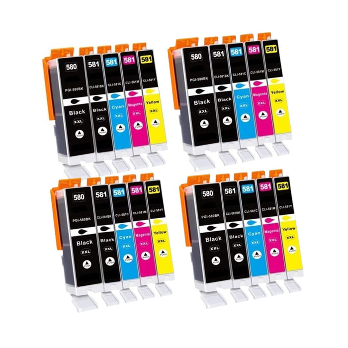 Canon TS8350a Ink - Pack of 20 4 Packs of 5 Value Multipack High Capacity PGI-580XXL / CLI-581XXL Compatible Ink Cartridges