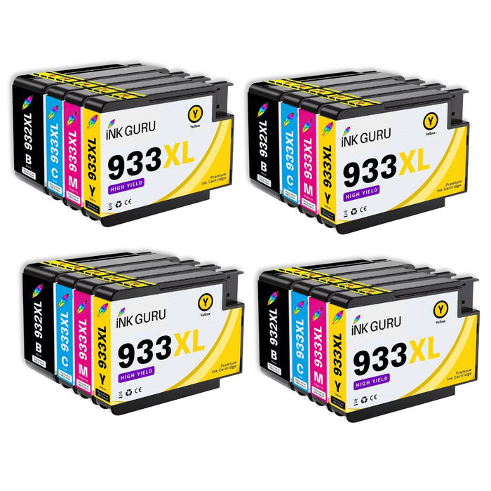 HP Photosmart 7510 Ink - Pack of 16 4 Packs Value Multipack. High Capacity Compatible Ink Cartridges (932XL/933XL)