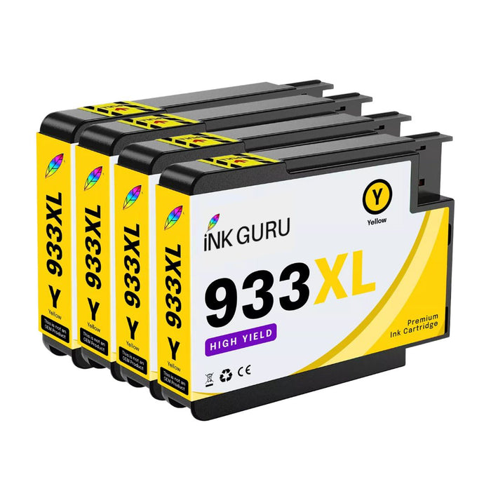 HP Photosmart 7510 Yellow Ink - 4 Yellow Value Pack. High Capacity Compatible Ink Cartridges (932XL/933XL)