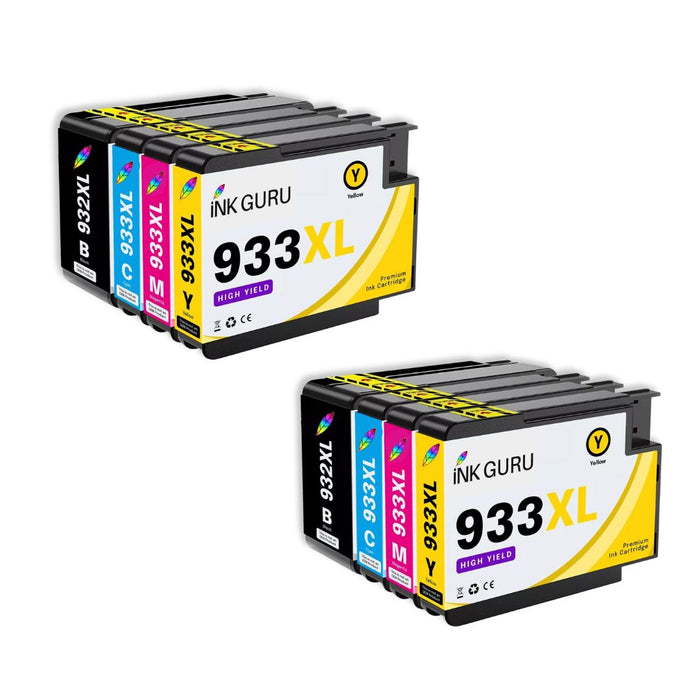 HP Photosmart 7510 Ink - Pack of 8 Value Multipack. High Capacity Compatible Ink Cartridges (932XL/933XL)