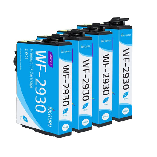 Epson WF-2930DWF Cyan Ink - Pack of 4 Cyan Value Multipack, High Capacity 604XL Compatible Ink Cartridges