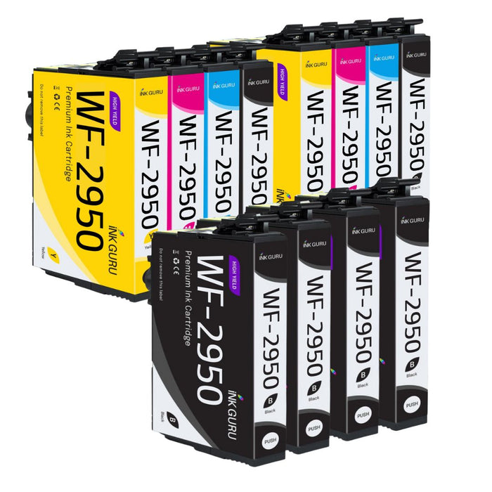 Epson WF-2950 DWF Ink - Pack of 12 - 4 Blacks Value Pack, High Capacity 604XL Compatible Ink Cartridges