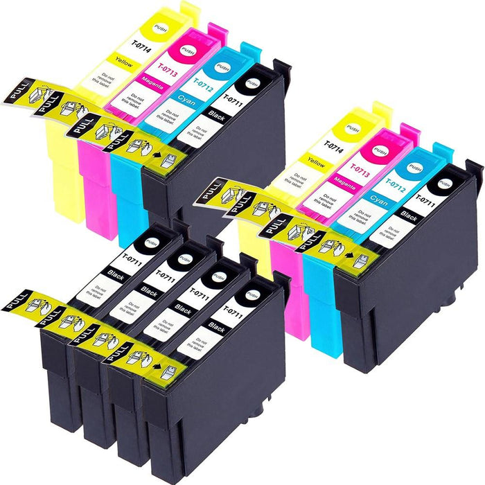 Epson DX7450 Ink - Pack of 12 2 Pack & 4 Black Value Multipack. High Capacity T0715 Compatible Ink Cartridge